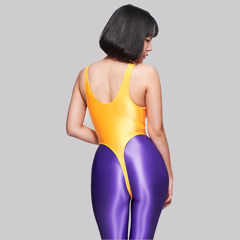 LEOHEX атласные леггинсы трико сексуальное бикини с высоким вырезом стринги боди