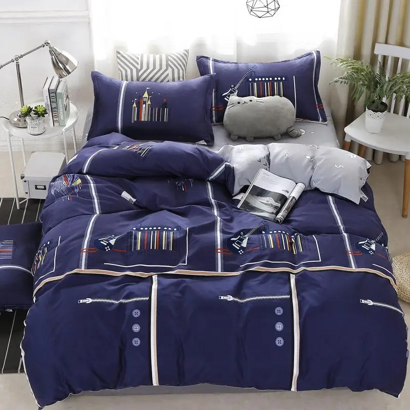 57 Кофе рисунком в белую полоску 3/4 шт. пододеяльник плоский простыни + наволочка