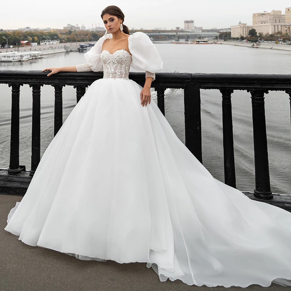 

Женское свадебное платье, с вышивкой бисером, рукавами три четверти и открытой спиной, свадебное платье из лифа