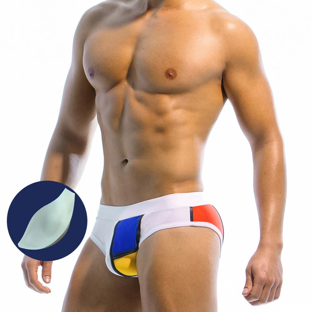 

2021 Mens Quick-dry Swimwear Swim Suit Briefs Low Waist Bathing Suit Push Pad Swimming Shorts Swimwear Bathing Suit Man Clothing