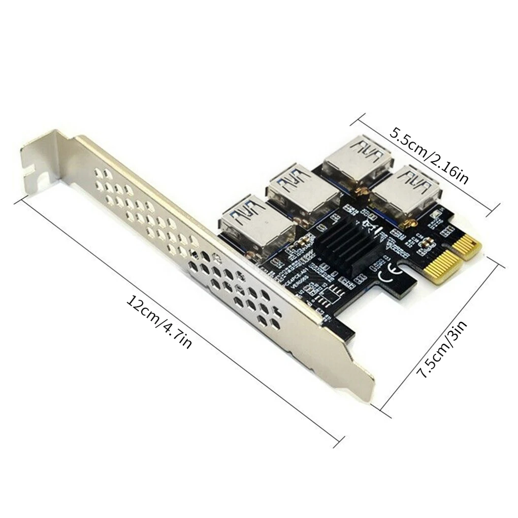 

6pcs PCIE PCI-E PCI Express Riser Card 1x to 16x 1 to 4 USB 3.0 Slot Multiplier Hub Adapter For Bitcoin Mining Miner BTC Devices