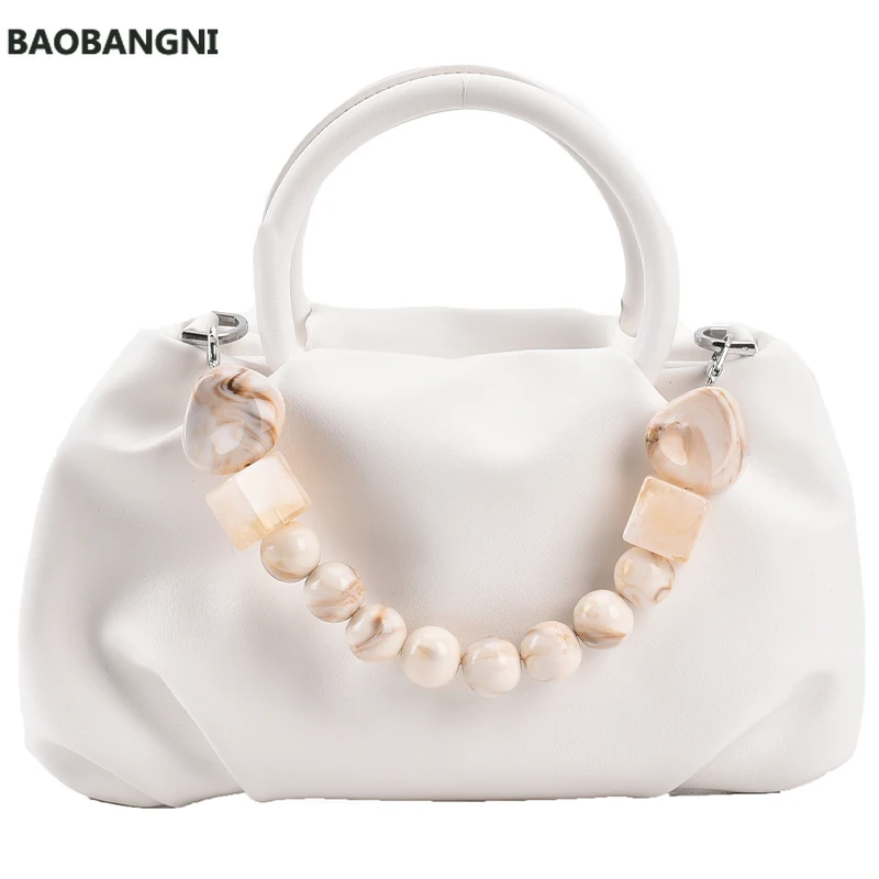 

Solid color Pleated bag Summer New PU Leather Women's Designer Handbag Shoulder Messenger Bag Travel Bag