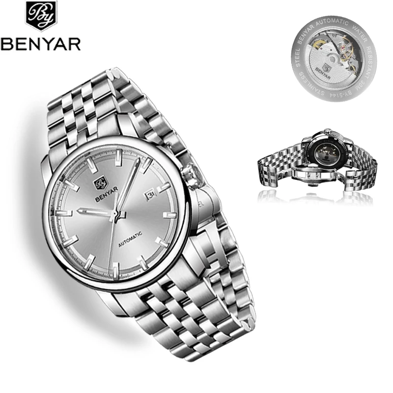 Часы наручные BENYAR Мужские механические Классические водонепроницаемые