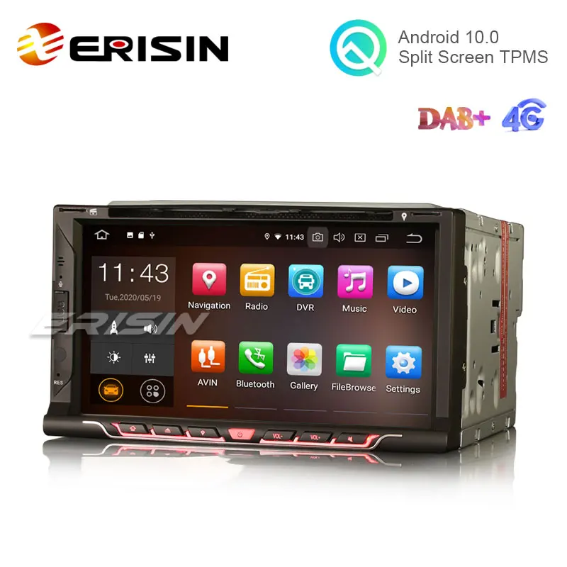Erisin ES5137U 6.95&quot 2Din Android 10.0 Car Stereo GPS WiFi 4G DAB+ DVR OBDII Radio RDS TPMS DVD|Автомагнитолы| |