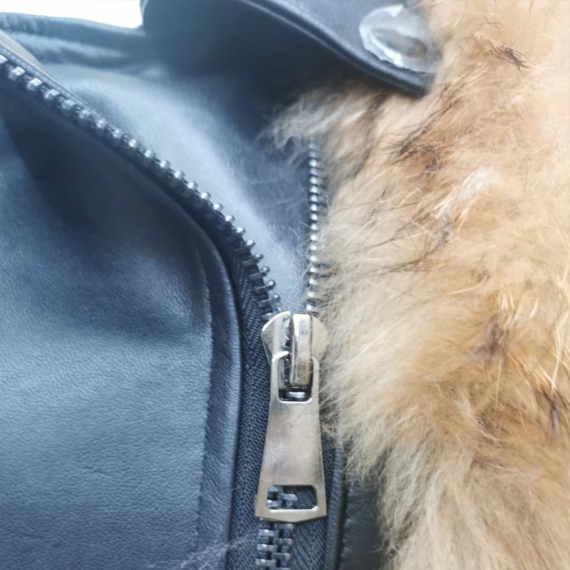 Women Real Raccoon Fur Coats With Sheepskin Leather Whole skin Natural Fox Fur Jacket Outwear Detachable Streetwear Locomotive