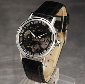 2015 мода стимпанк наручные часы женщин новый автоматические золотая ручка ветер