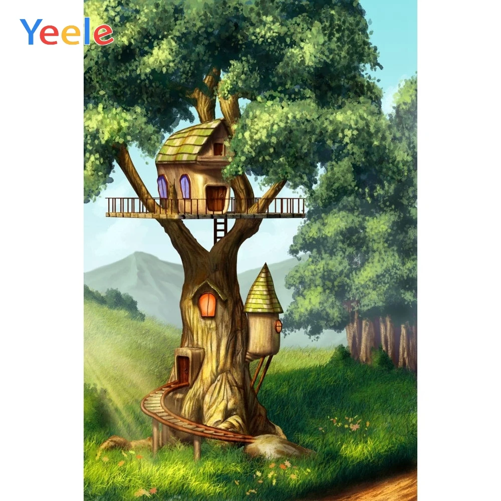 Фон для фотосъемки с изображением леса джунглей грибов сказочной природы