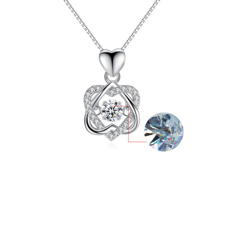 

Цепочка с подвеской из медного сплава с фианитами, ожерелье с белым/розовым кулоном для женщин и девушек, свадебная бижутерия для помолвки, ...