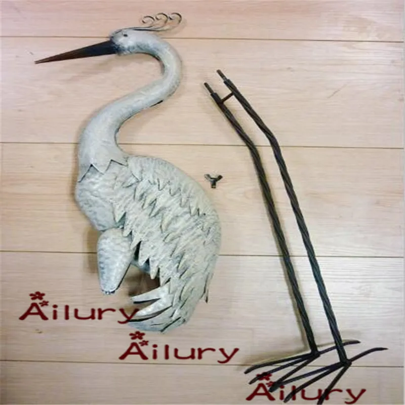 

High95cm iron white tall cranes waterfowl ornaments,detachable,garden villa decoration housewarming gifts animal garden ornament