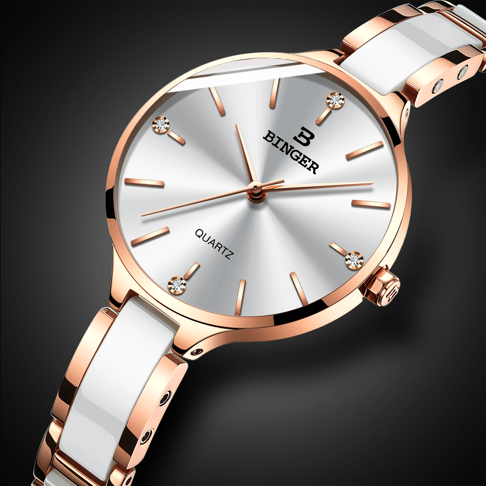 Switzerland BINGER Luxury Women Watch Brand Fashion Bracelet Watches Ladies Ceramic Strap Women wrist Watches Relogio Feminino