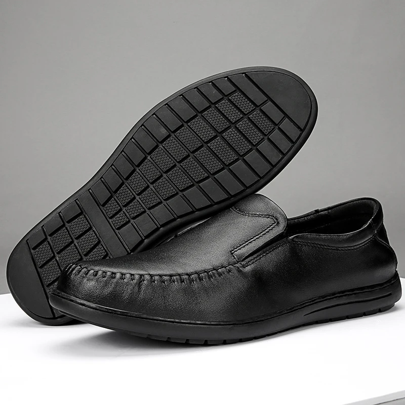 

Кожаные мужские туфли, роскошные брендовые деловые Лоферы без застежки, итальянские черные мужские мокасины, обувь для вождения, большие ра...