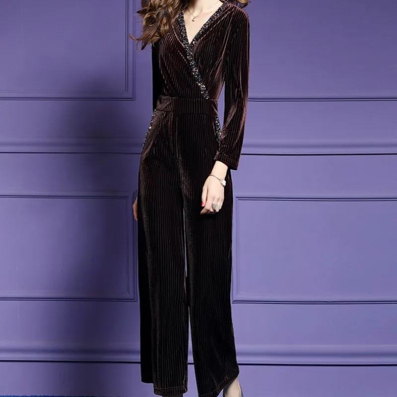 Однотонные женские комбинезоны с длинным рукавом Женский Осенний сексуальный