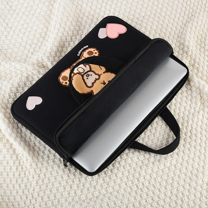 new 13inch black thick laptop sleeve for computer cover cute bear ipad air protective pouch 11inch 15inch tablet case free global shipping