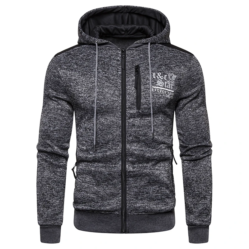 Весна Осень 2020 мужская толстовка с модным принтом Мужская на молнии брендовая