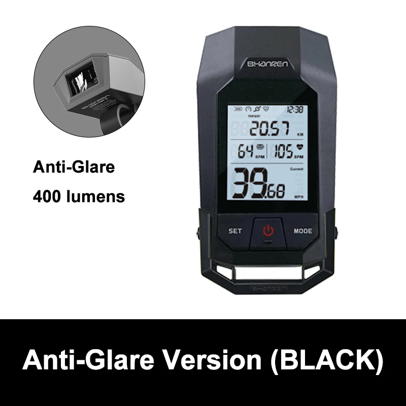 black 400 lumens Shanren беспроводной Велосипедный одометр велосипедный компьютер Дорога mtb велосипед гоночные часы скорость Каденция датчик сердечного ритма измеритель мощности BLE лампа - Цвет: black 400 lumens