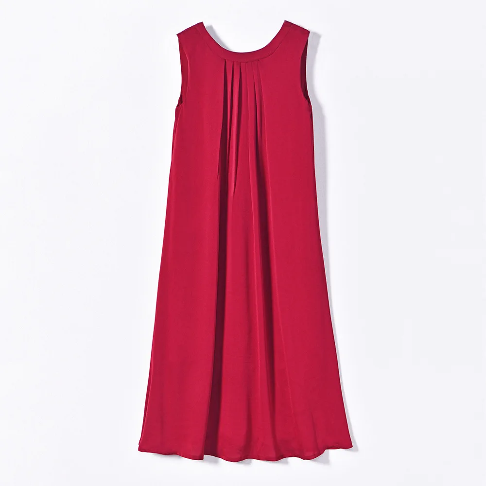 Женское платье-трапеция с круглым вырезом красное элегантное Свободное длинное