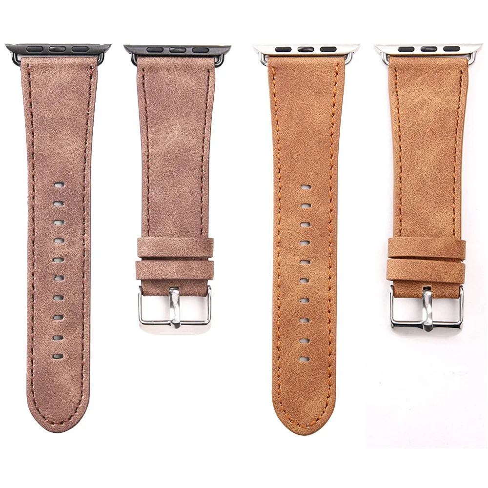 Коричневый/кофе кожаный чехол с узором Crazy Horse ремешок для наручных часов Apple Watch SE