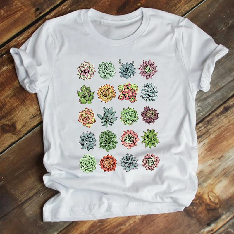 

Women Clothing 90s Cartoon Flower Short Sleeve Aesthetic Fashion Summer Clothes Print Tshirt Female Tee Top Graphic T-shirt