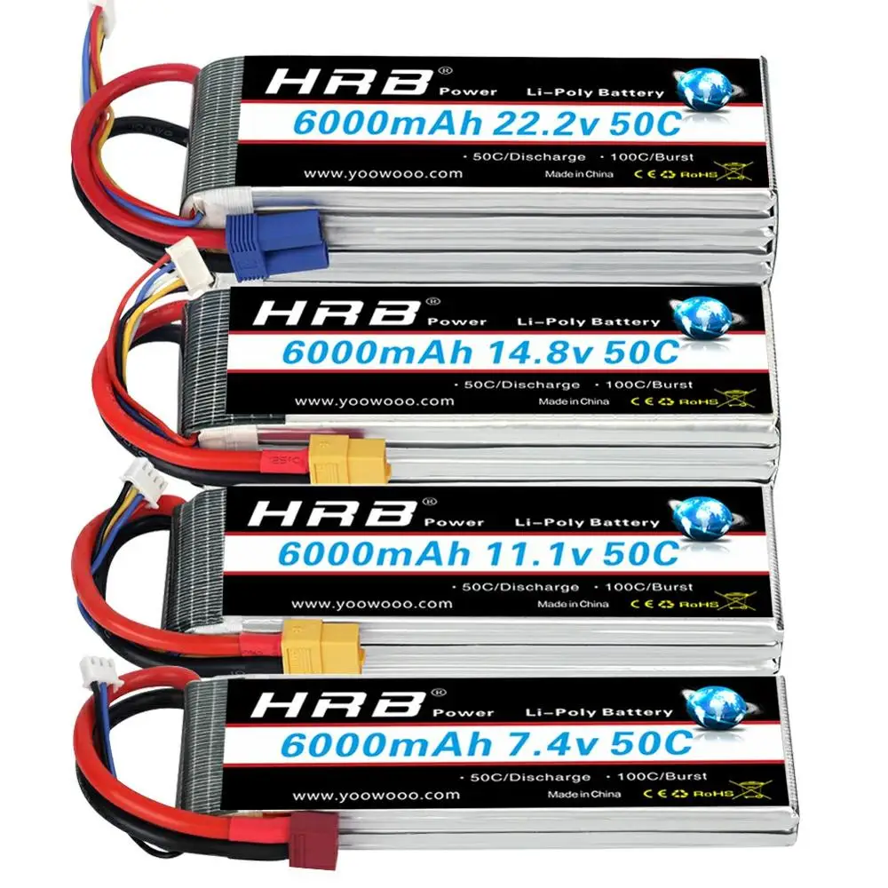 Аккумулятор HRB LiPo 3S 4S 6000mAh 11 1 V 14 8 22 2 RC Lipo 50C для радиоуправляемого автомобиля Traxxass