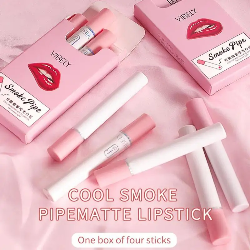 Губная помада матовая бархатная водостойкая стойкая с дымчатым тюбиком красная