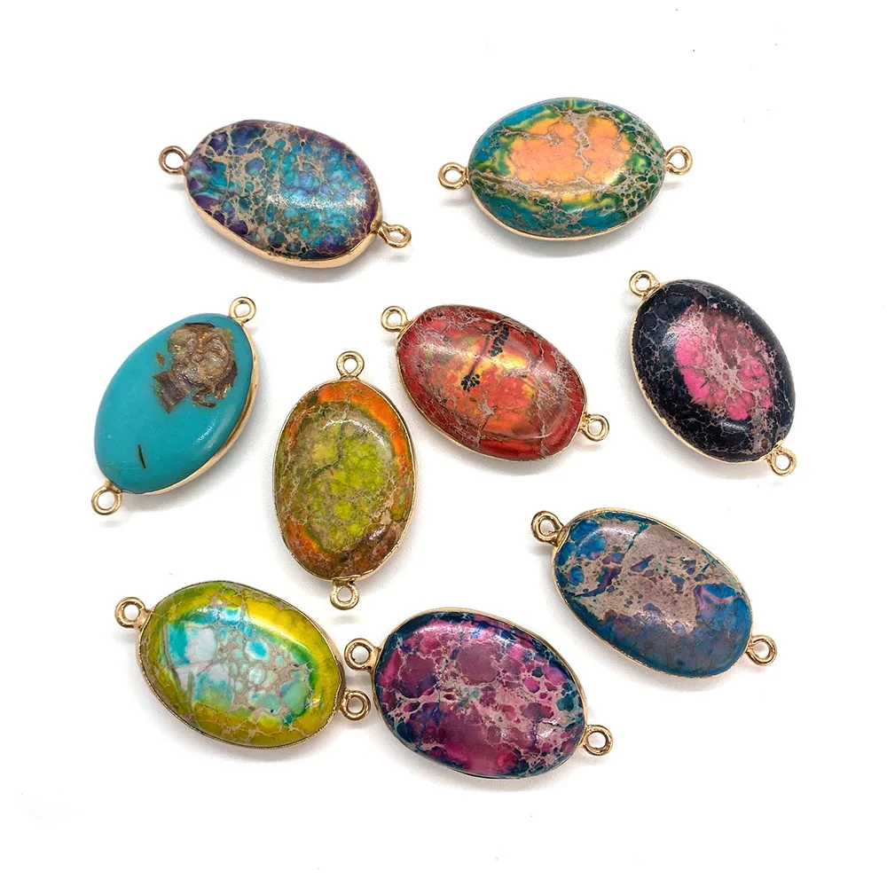 

Natural Stone Double Ring Pendant Imperial Stone Necklace Pendant DIY Jewelry Necklace Bracelet Making Accessories 2 Pieces