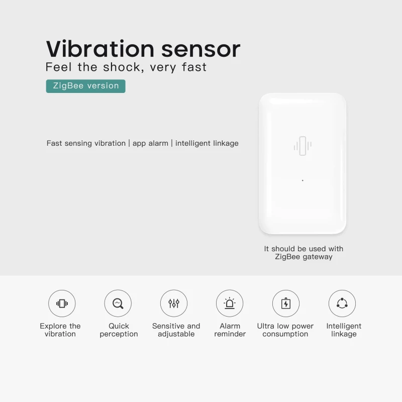 

Tuya Smart Zigbee Vibration Sensor On Smart Life APP Realize Remote Control Real-time Monitoring Devices Motion Detection Sensor