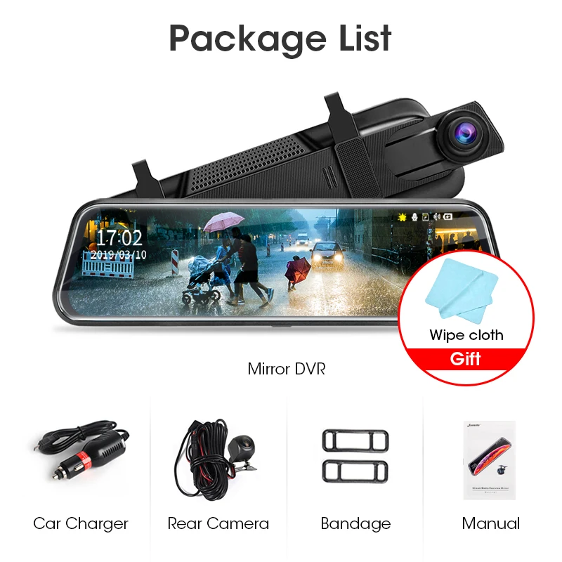 Зеркало видеорегистратор Vtopek 10 дюймов 1080P ночное видение зеркало заднего вида с