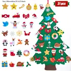 Войлочная Рождественская елка с 31 шт орнаментом рождественские украшения для дома Navidad 2021 новогодние подарки дверь настенная подвесная подвеска