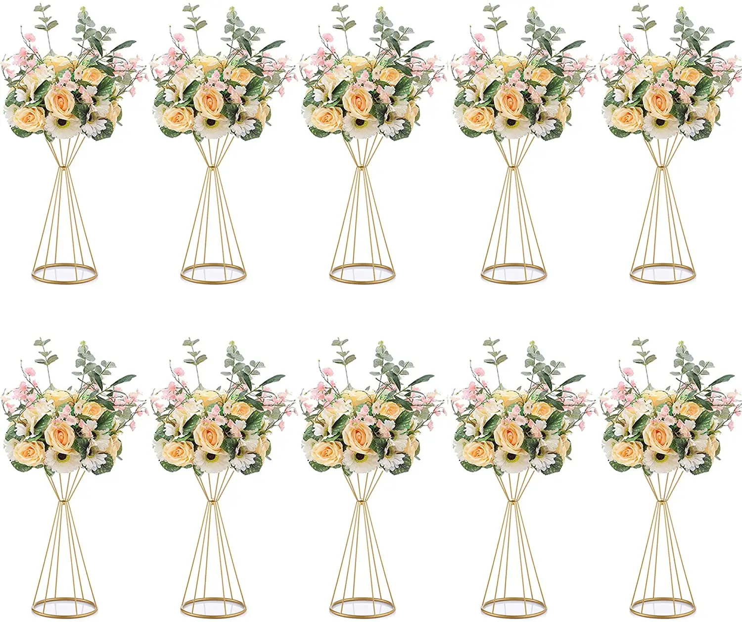 

Vases Gold/ White Flower Stand 70CM/ 50CM Metal Road Lead Wedding Centerpiece Flowers Rack For Event Party Decoration