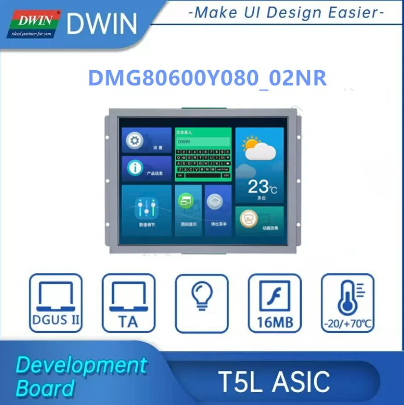 

DWIN 8.0 Inches, 262K Colors, TN Screen RTP, Standard Instruction Set (TA) / DGUSⅡ System,LCD Display,Screen