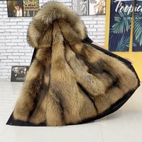 hanzangl fur coat mens plus size 2020 winter thick parkas hooded jackets liner detachable men long overcoat m 5xl