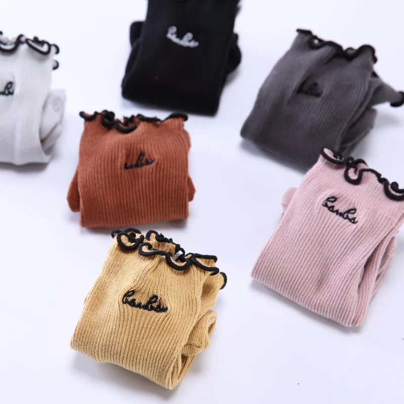 Модные кружевные женские хлопковые носки с вышитыми буквами высококачественные