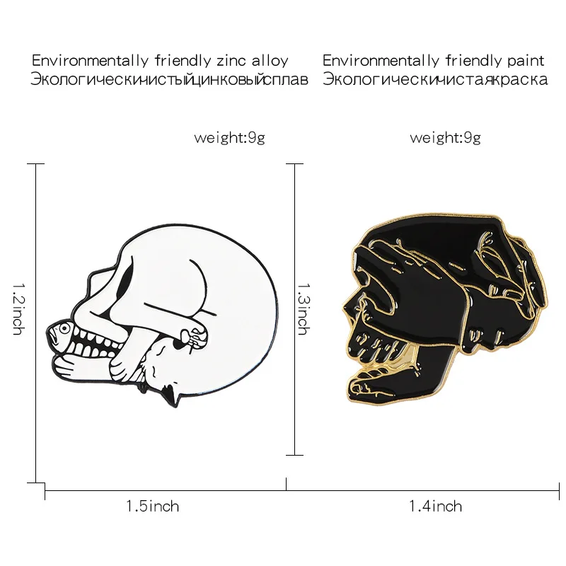 Мультяшная булавка креативная личность брошь в форме черепа милая черно-белая