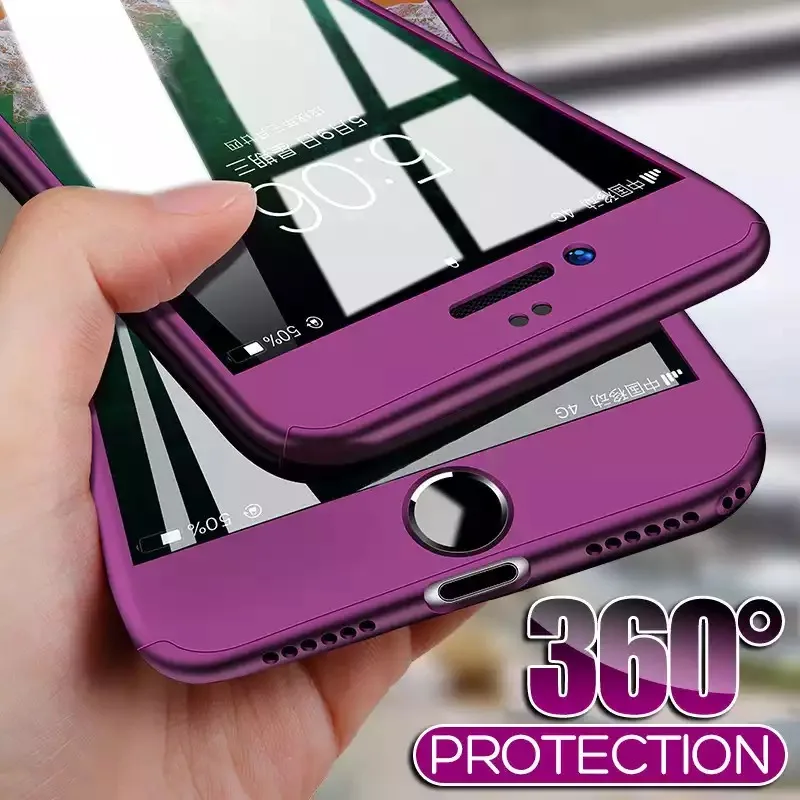 360 Полное покрытие чехол для iPhone X 8 6 6s 7 Plus 11 Pro Max PC защитный 5 5s XS max xr со стеклом |