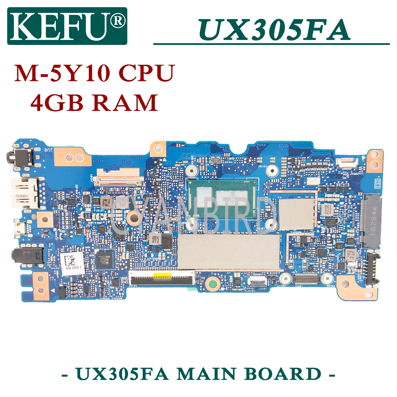 

KEFU UX305FA оригинальная материнская плата ASUS ZenBook UX305FA UX305F с 4GB-RAM M-5Y10c материнская плата с процессором для ноутбука