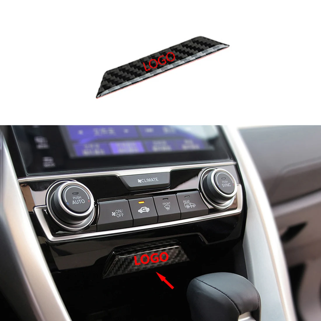 

Внутренняя Центральная коробка из углеродного волокна для хранения, подходит для Honda Civic 2016-2019