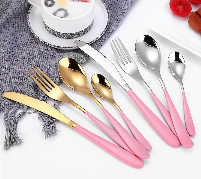 1 Набор стальных столовых приборов набор золотых из нержавеющей стали