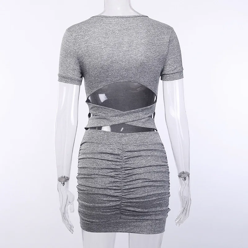 Выдалбливают платья женские летние сексуальные Bodycon Твердые модные плиссированные вечерние уличные сарафаны мини Vestidos