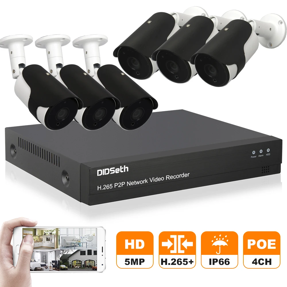 DIDSeth 8CH 5MP беспроводной POE NVR комплекты камеры безопасности системы 6 шт. IP66