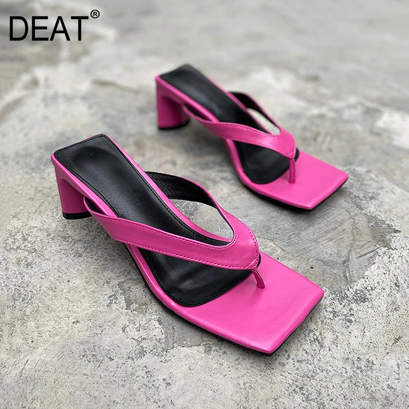DEAT/Шлепанцы из искусственной кожи с квадратным носком новинка сезона весна-лето