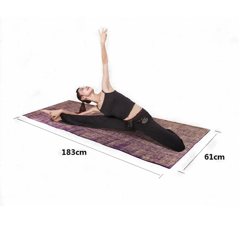 Non-slip Jute Pvc Yoga Mat Nature Thickness 5mm Linen Material Exercise Pad | Спорт и развлечения