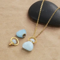 5pcs gold natural aquamarines perfume bottle diffuser necklace essential oil bottle gold necklace healing necklace gems stone