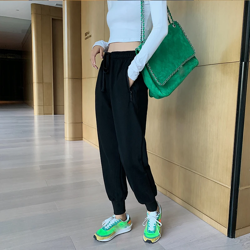 

Women High Waist Sweatpants Femme Loose Casual Sport Beam Feet Pants Joggers Hip Hop Grey Trousers 2021 Korean Style Bottoms New