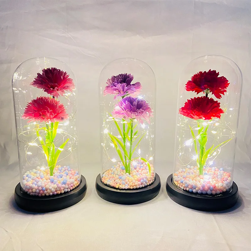 

Гвоздика стеклянная крышка светящаяся светодиодная имитация мыла цветок подарок на день матери учителя для друга учителя творческий