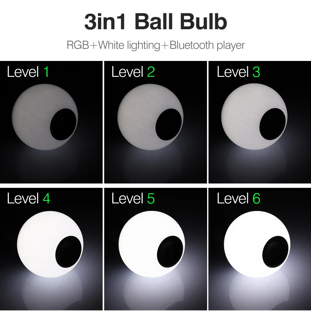Светодиодная лампа E27 RGB с Bluetooth динамиком музыка диммируемая светильник пультом