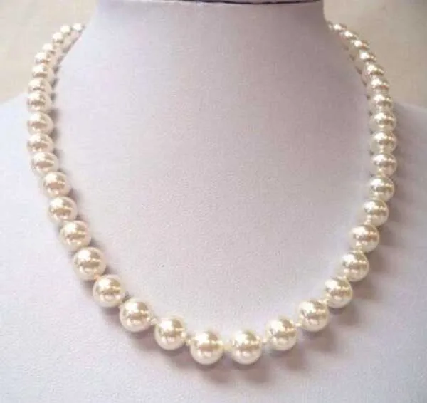 

Потрясающие 10-11 мм натуральный Южное море белый жемчуг ожерелье 18 "жемчужное ожерелье 14k