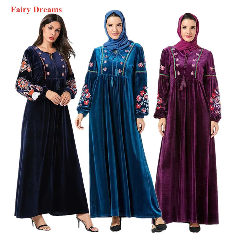 Черный бархат Абая Пакистан Дубай Турция Бангладеш Исламская одежда кафтан