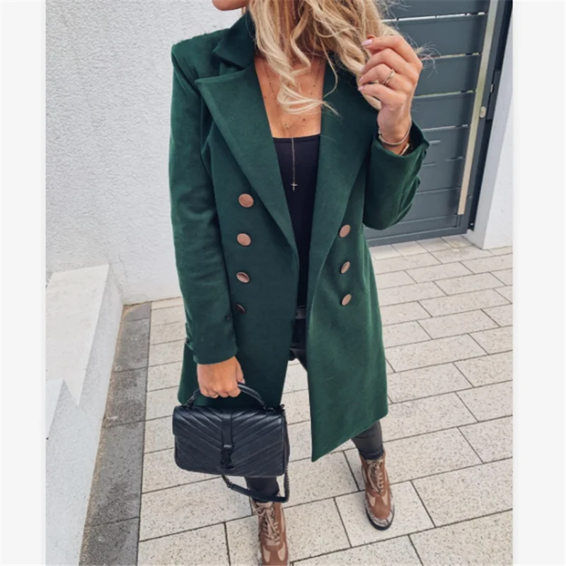 Зимнее женское пальто длинное шерстяное и куртка двубортное элегантное ретро