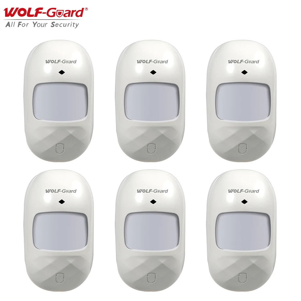 6 x Wolf-Guard Indoor Wireless Wide-Angle PIR Motion Sensor Anti-Light Detector for 3G GSM WIFI Home Security Alarm System