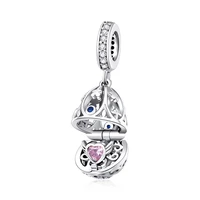 high quality 925 silver custom opening easter egg with treasure pink zircon heart custom unique gift for your girls and lover